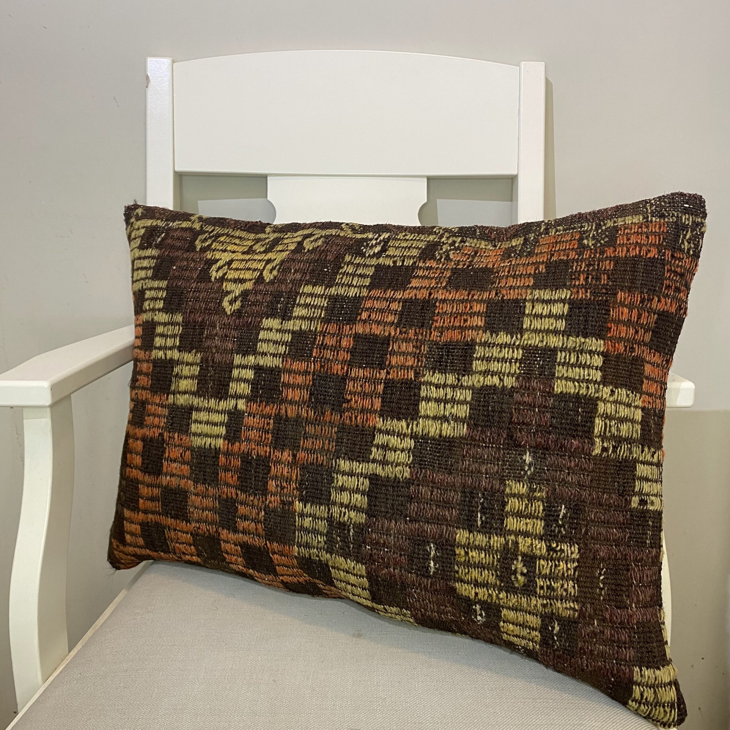 Hand-Woven Pillowcase, vintage rug, Kilim, hand-knotted silk, size 40 × 60 cm, from Van