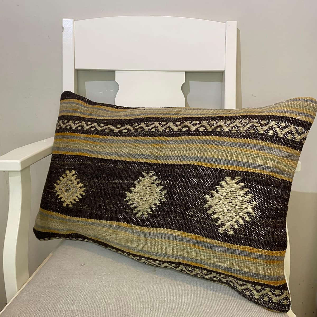 Hand-Woven Patchwork Pillow Cover, vintage rug, Kilim, hand-knotted cotton, size 40 × 60 cm, from Gaziantep