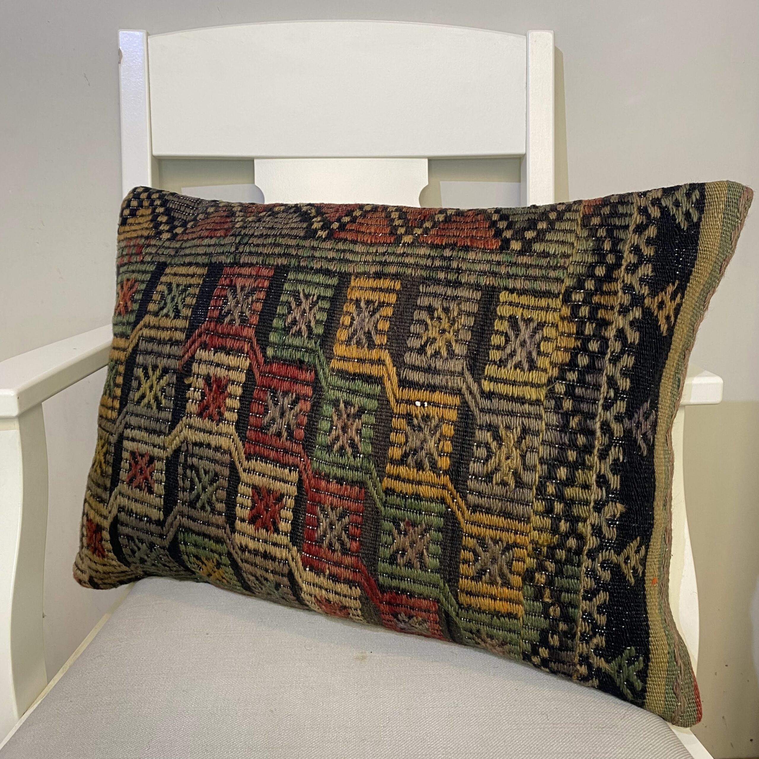 Hand-Woven Pillowcase — detail view 2, kilim vintage rug
