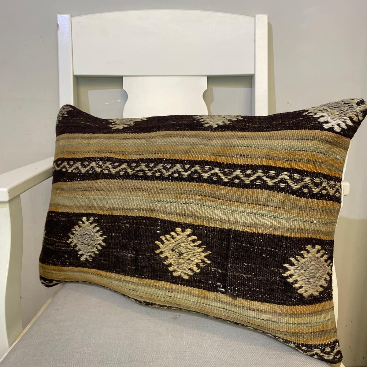 Hand-Woven Pillowcase, vintage rug, Kilim, hand-knotted wool & cotton, size 40 × 60 cm, from Kars