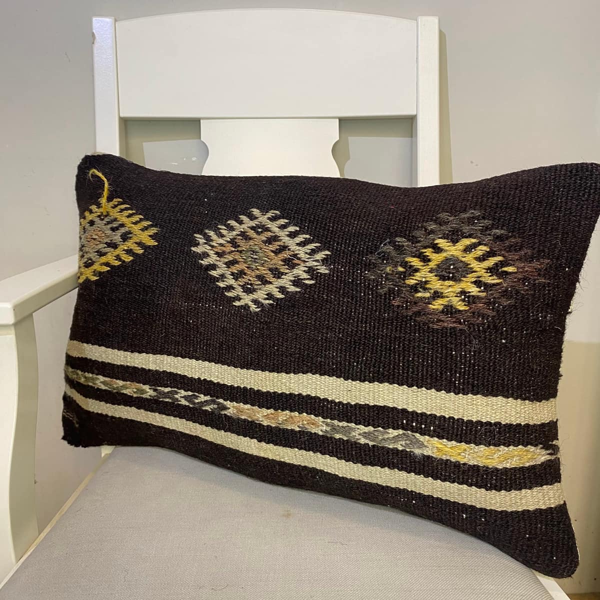 Hand-Woven Patchwork Pillowcase, vintage rug, Kilim, hand-knotted wool, size 40 × 60 cm, from Oushak