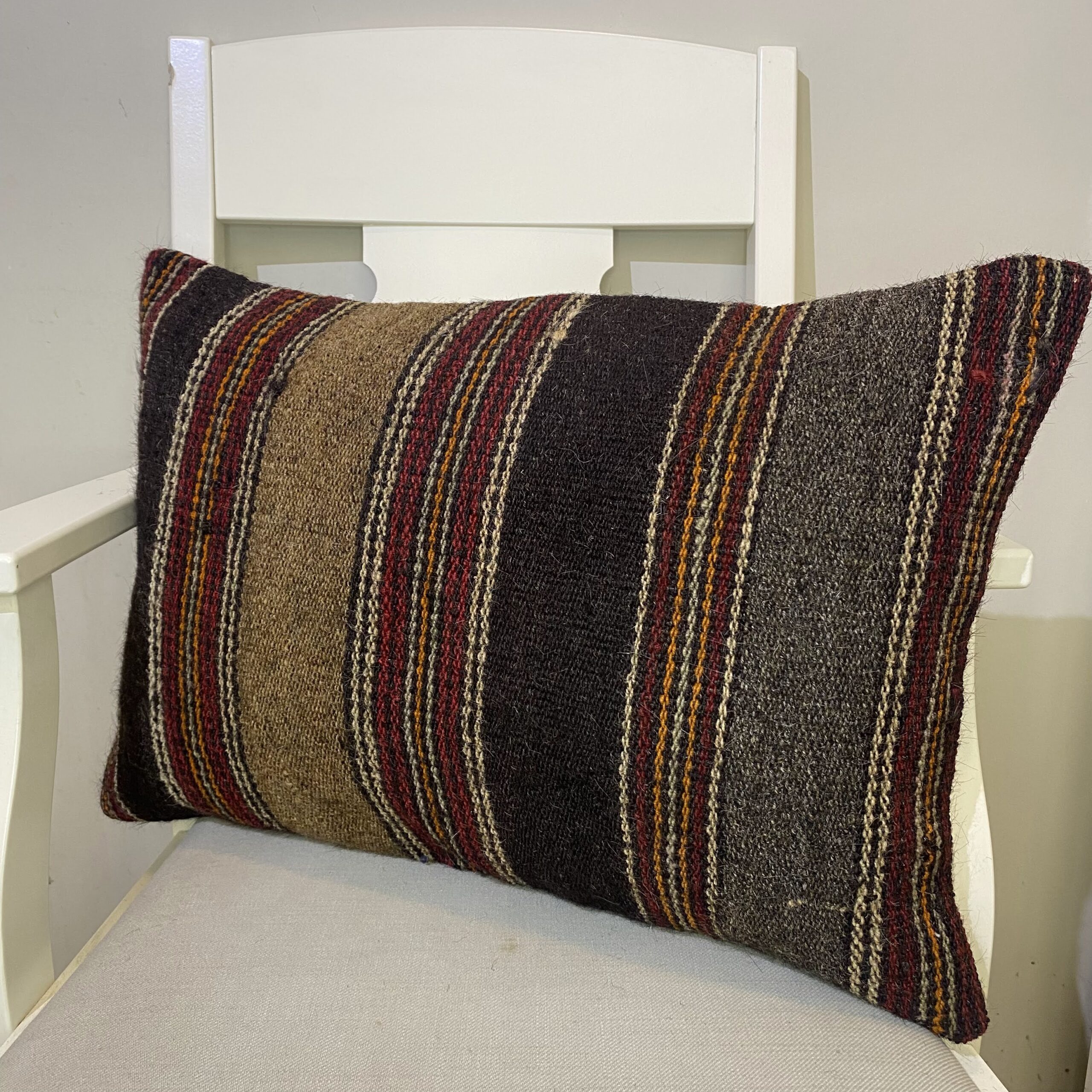 Hand-Woven Patchwork Pillowcase, vintage rug, Kilim, hand-knotted wool, size 40 × 60 cm, from Antalya