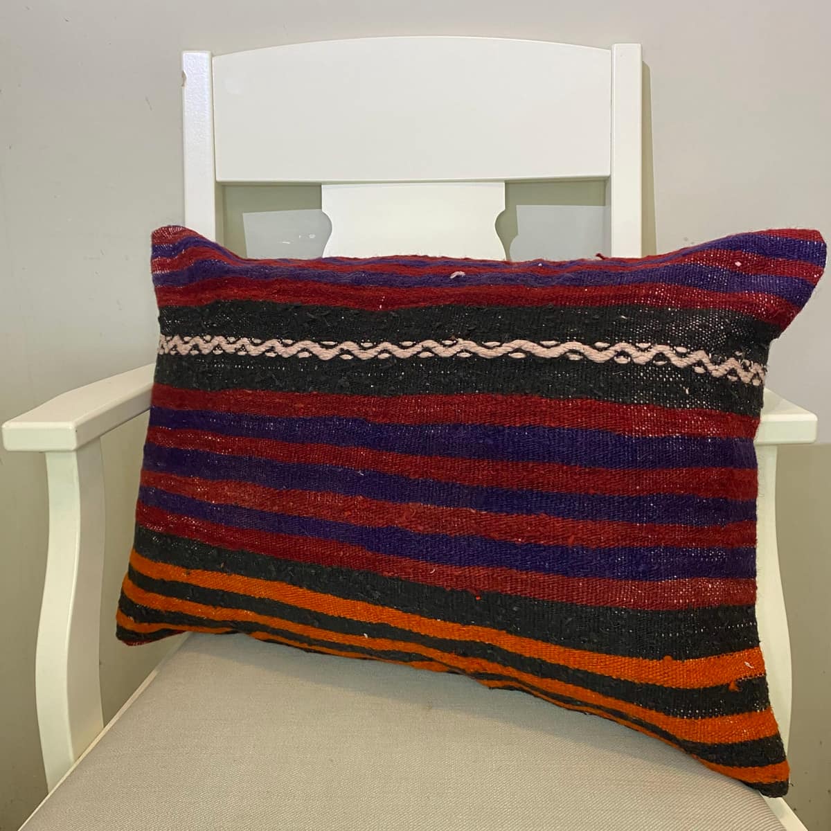Hand-Woven Patchwork Pillowcase, vintage rug, Kilim, hand-knotted cotton, size 40 × 60 cm, from Milas