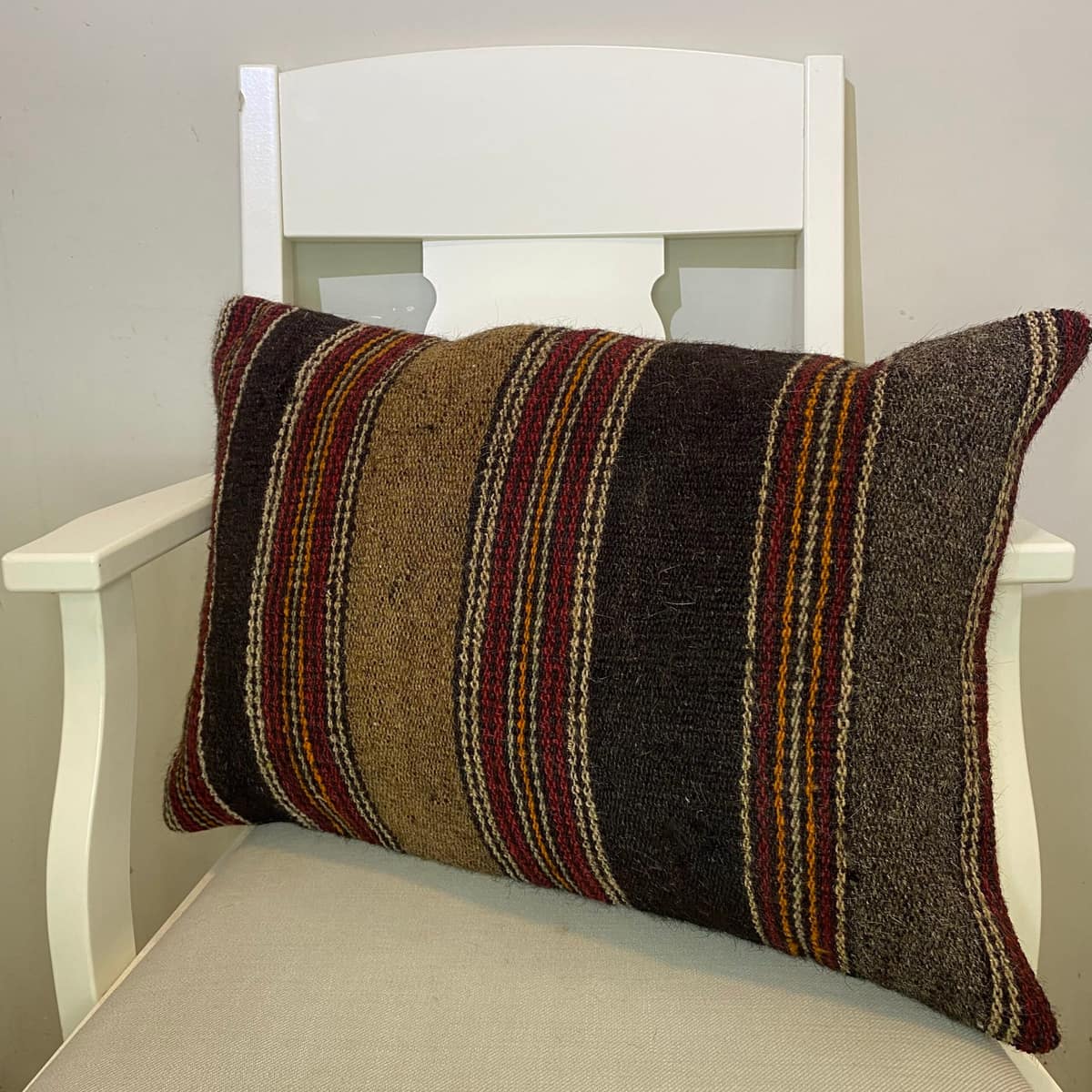 Hand-Woven Pillowcase, vintage rug, Kilim, hand-knotted wool, size 40 × 60 cm, from Ladik