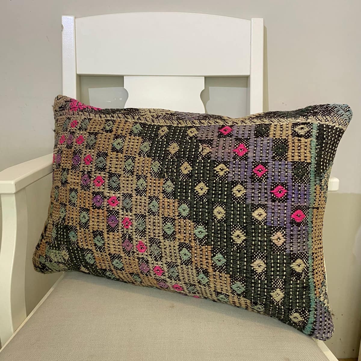 Hand-Woven Pillowcase, vintage rug, Kilim, hand-knotted wool & cotton, size 40 × 60 cm, from Yahyalı