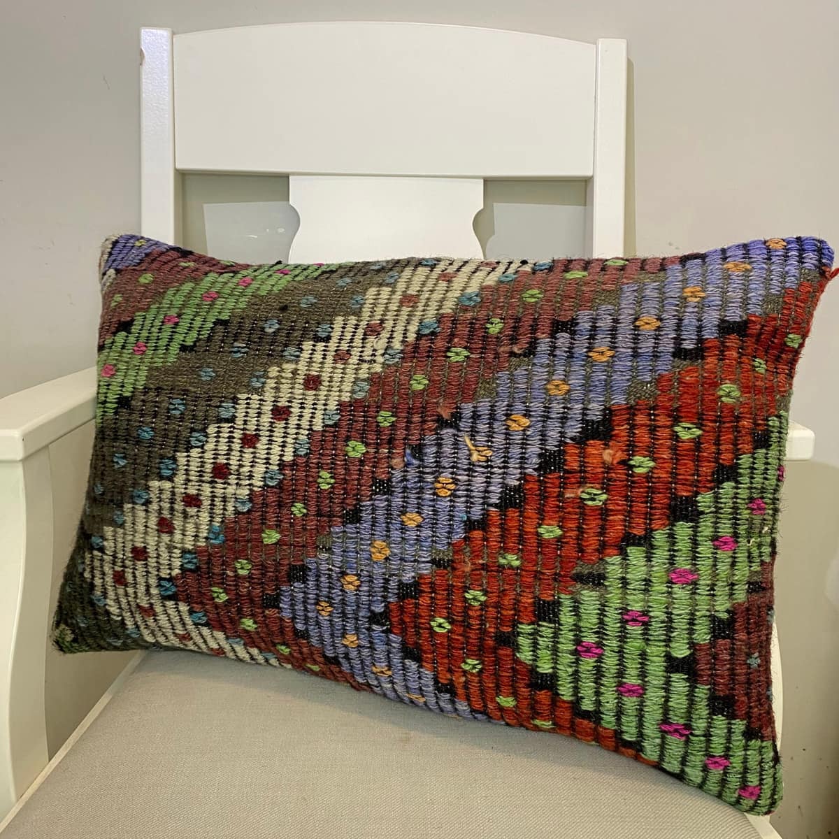 Handwoven Pillowcase, vintage rug, Kilim, hand-knotted wool & cotton, size 40 × 60 cm, from Cappadocia