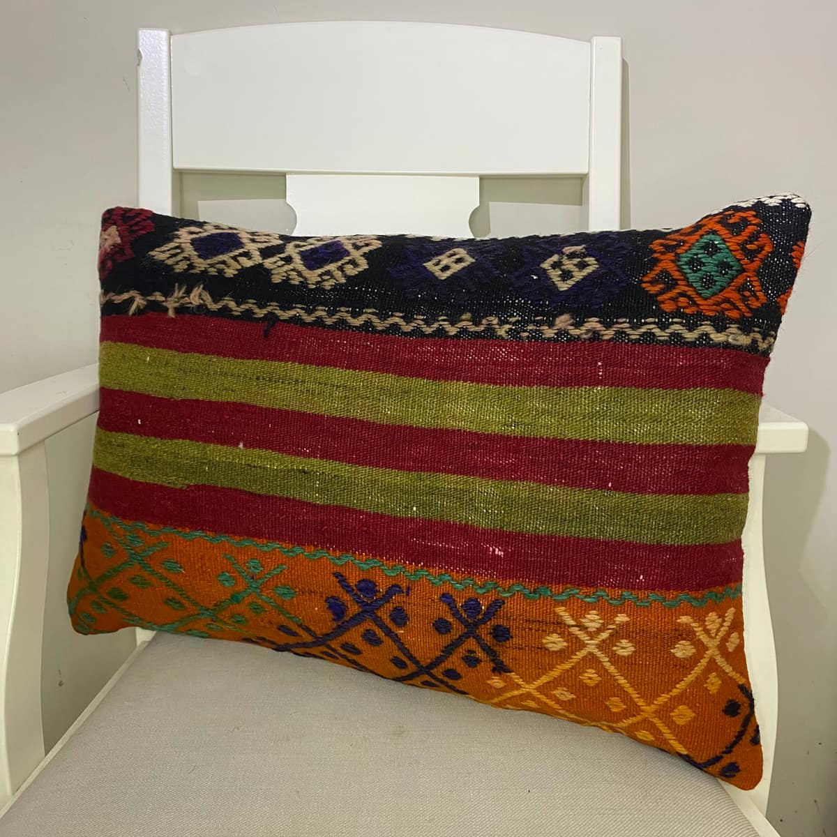 Hand-Woven Pillowcase, vintage rug, Kilim, hand-knotted wool, size 40 × 60 cm, from Bergama