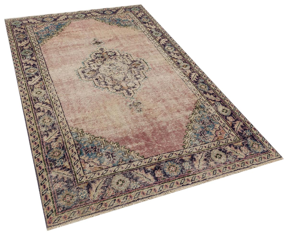 Handwoven Vintage Distressed Rug, vintage rug, Handmade, hand-knotted wool, cotton & silk, size 142 × 223 cm, from Milas