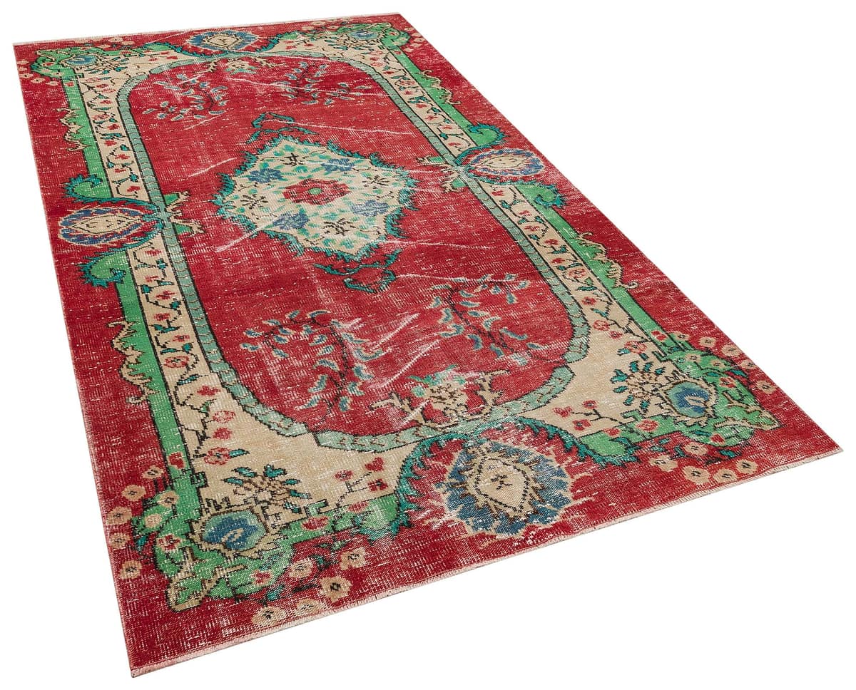 Unique Vintage Distressed Rug, vintage rug, Handmade, hand-knotted wool, cotton & silk, size 155 × 257 cm, from Sivas