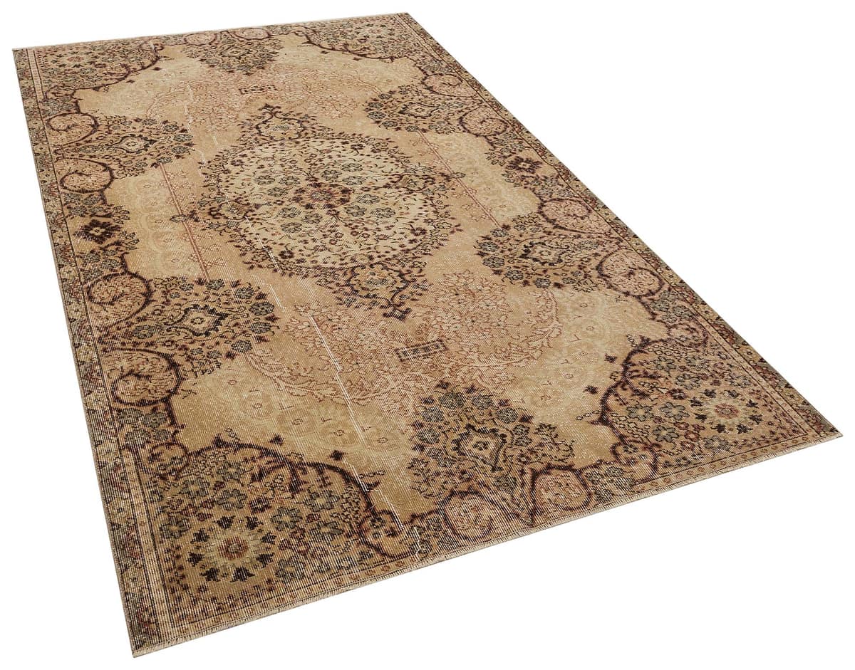 Handwoven Vintage Distressed Rug, vintage rug, Handmade, hand-knotted wool & cotton, size 167 × 267 cm, from Gördes