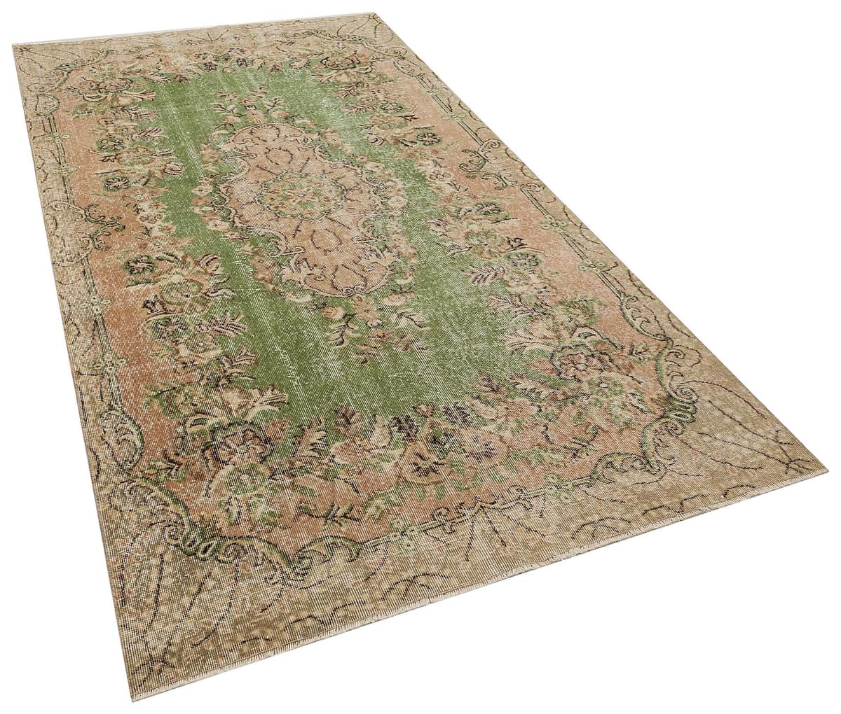 Hand-Woven Vintage Distressed Rug, vintage rug, Handmade, hand-knotted wool & cotton, size 160 × 288 cm, from Demirci