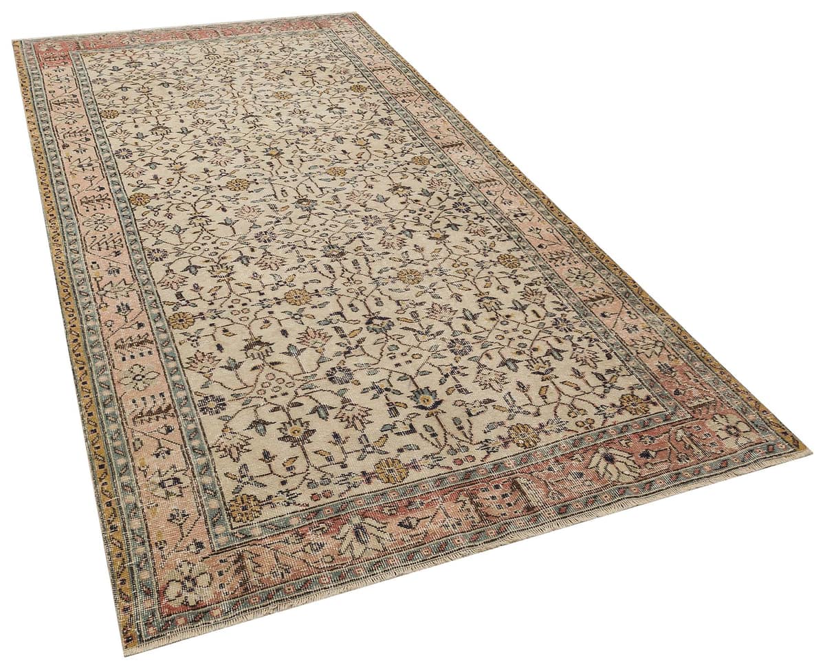 Handmade Vintage Distressed Rug, vintage rug, Handmade, hand-knotted wool & cotton, size 163 × 305 cm, from Hereke
