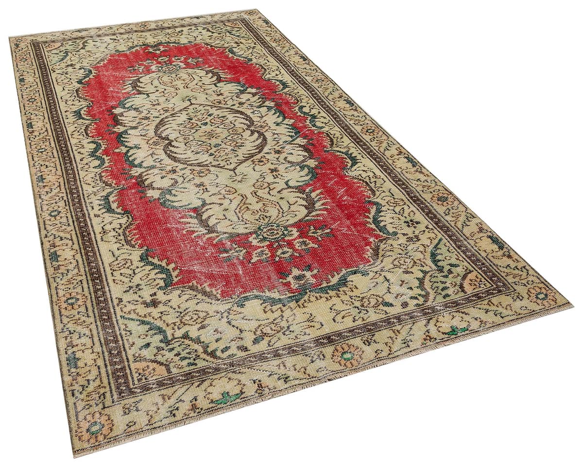 Distressed Vintage Rug, vintage rug, Handmade, hand-knotted wool & silk, size 163 × 267 cm, from Isparta