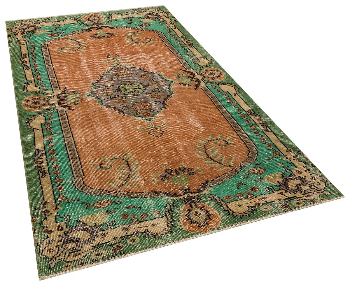 Distressed Vintage Handwoven Rug, vintage rug, Handmade, hand-knotted cotton, size 152 × 235 cm, from Milas