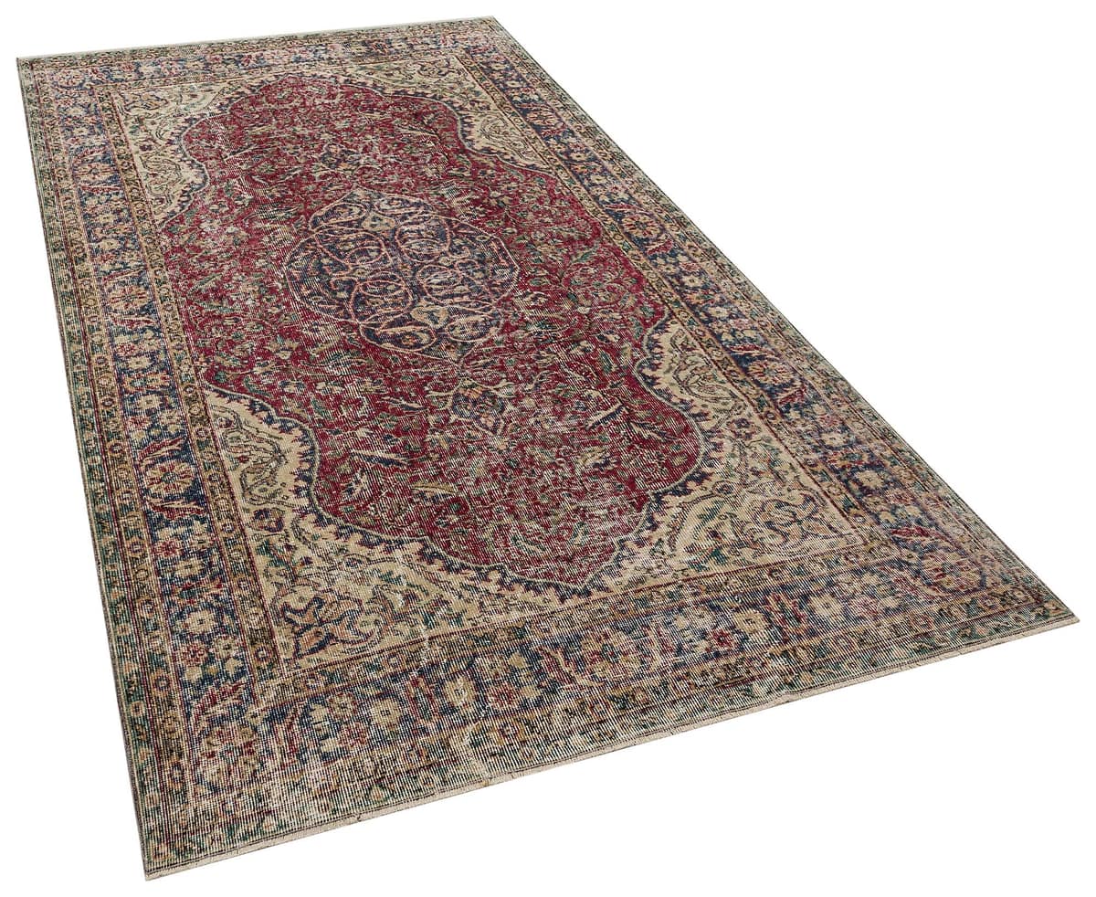Handwoven Vintage Distressed Rug, vintage rug, Handmade, hand-knotted wool & silk, size 157 × 262 cm, from Yahyalı