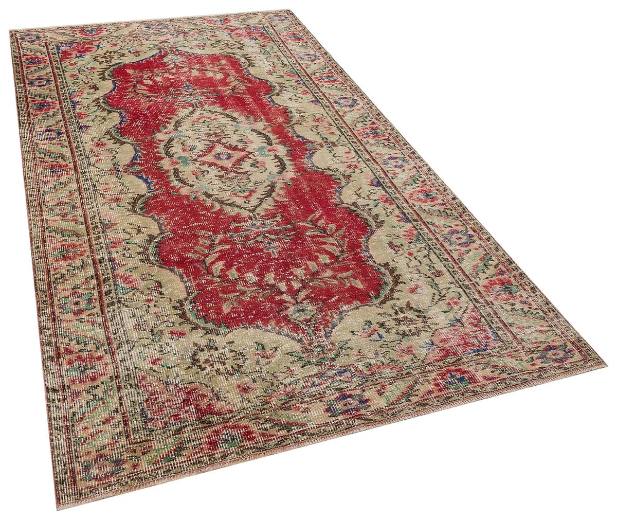 Vintage Hand-Woven Distressed Rug, vintage rug, Handmade, hand-knotted wool, size 159 × 270 cm, from Bergama