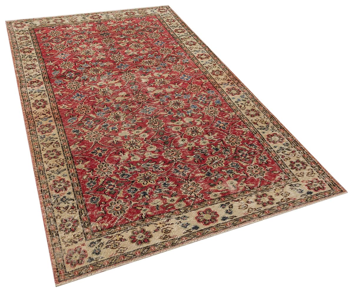 Handwoven Vintage Distressed Rug, vintage rug, Handmade, hand-knotted cotton, size 152 × 260 cm, from Gördes
