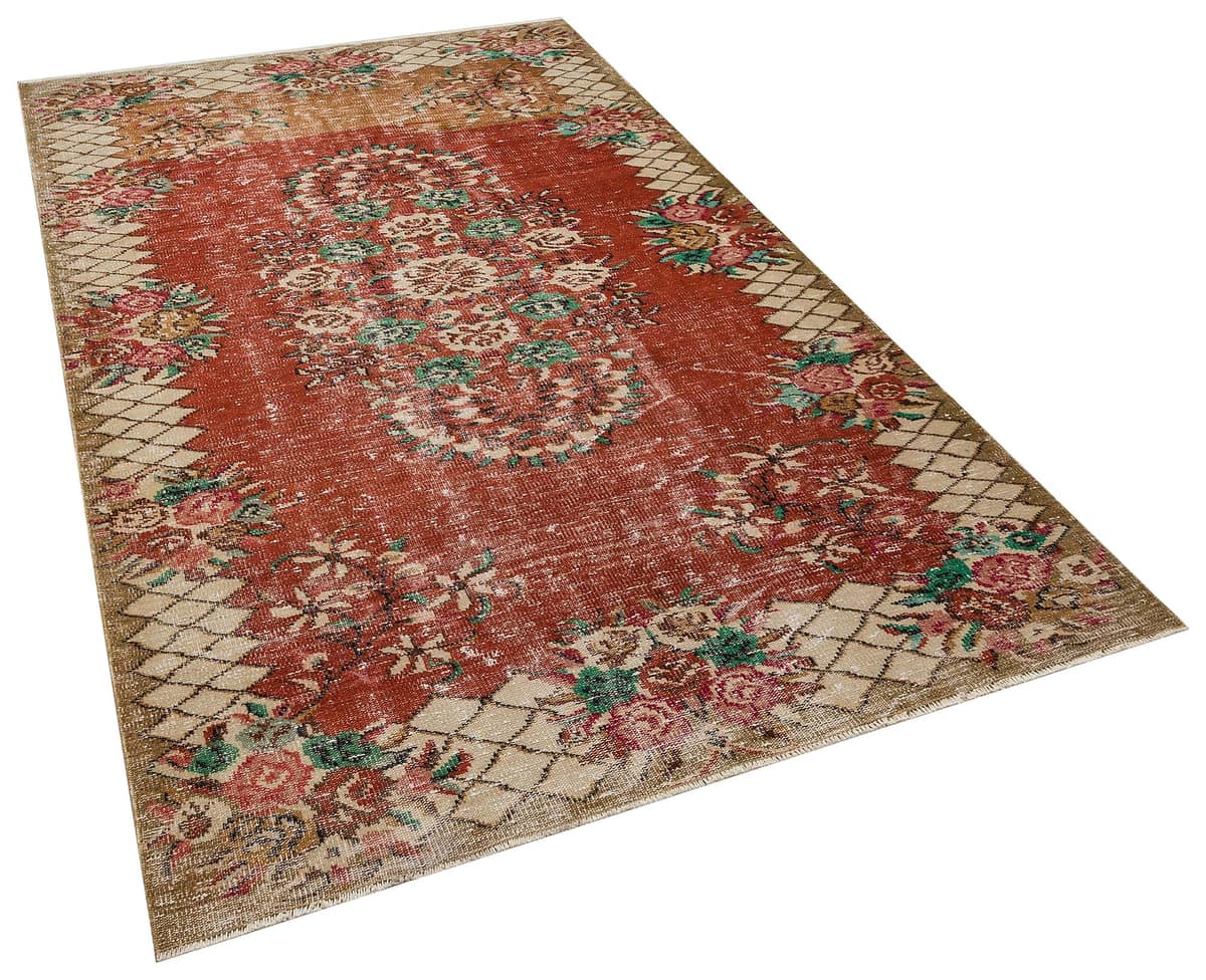 Distressed Vintage Rug, vintage rug, Handmade, hand-knotted wool & cotton, size 162 × 273 cm, from Antalya