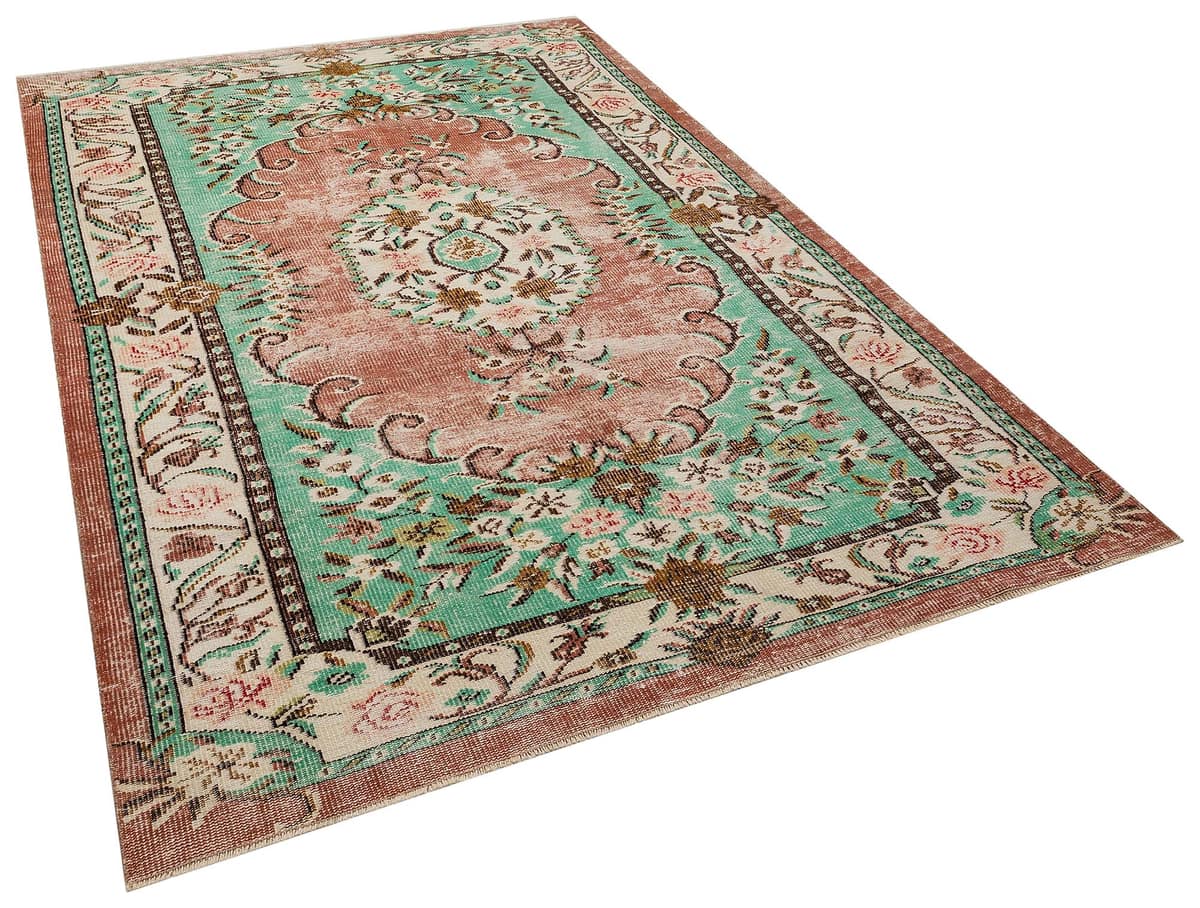 Vintage Handwoven Rug, vintage rug, Handmade, hand-knotted wool, cotton & silk, size 187 × 267 cm, from Antalya