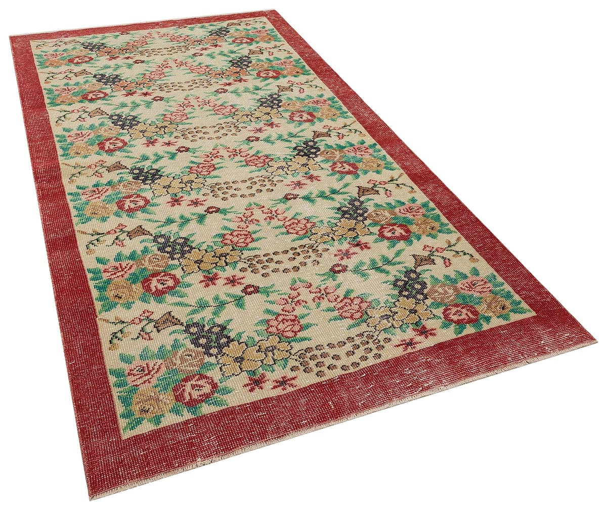 Vintage Distressed Hand-Woven Rug, vintage rug, Handmade, hand-knotted wool & cotton, size 151 × 277 cm, from Bursa