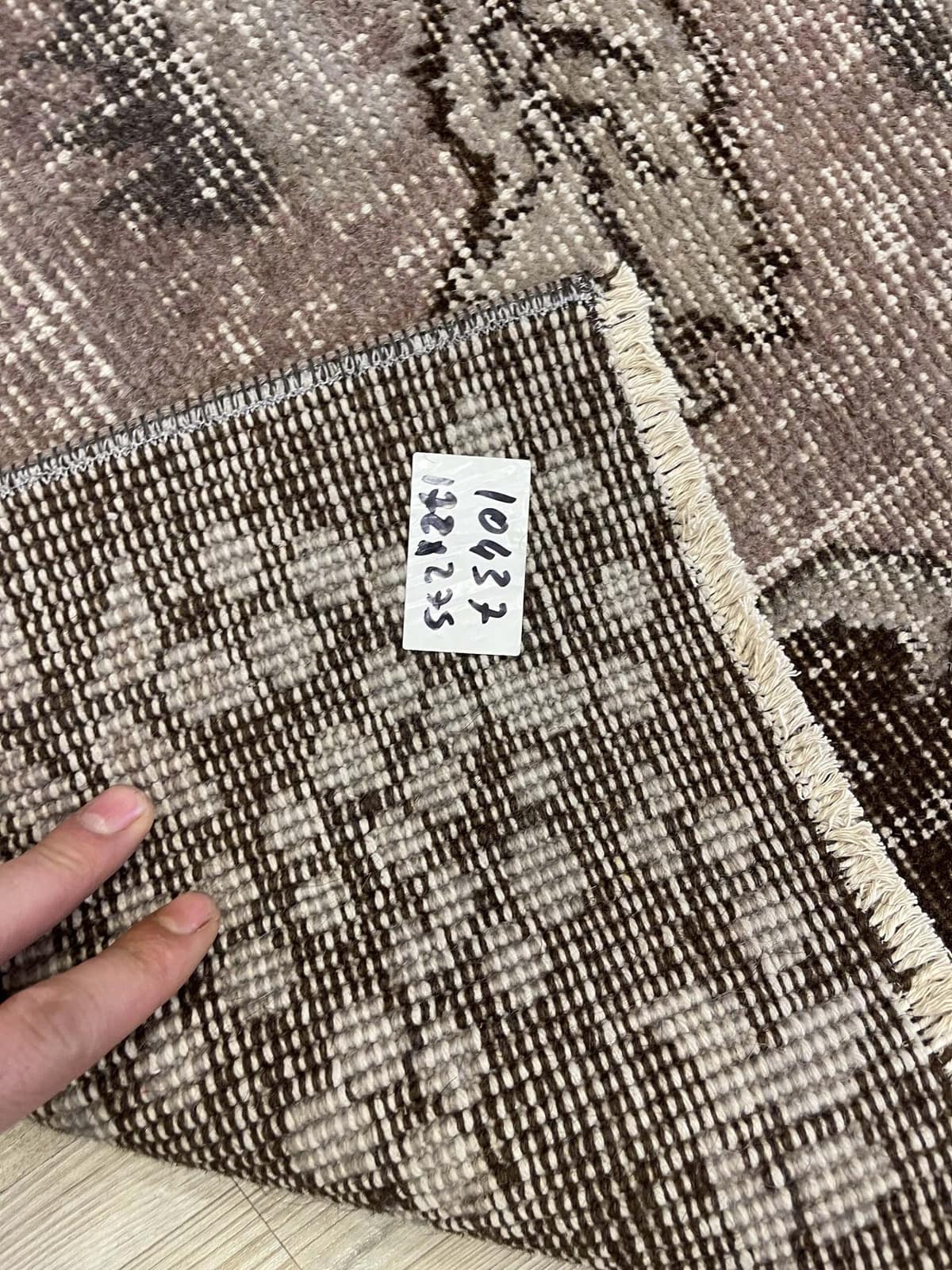 Vintage Handwoven Rug, Distressed — detail view 2, handmade vintage rug