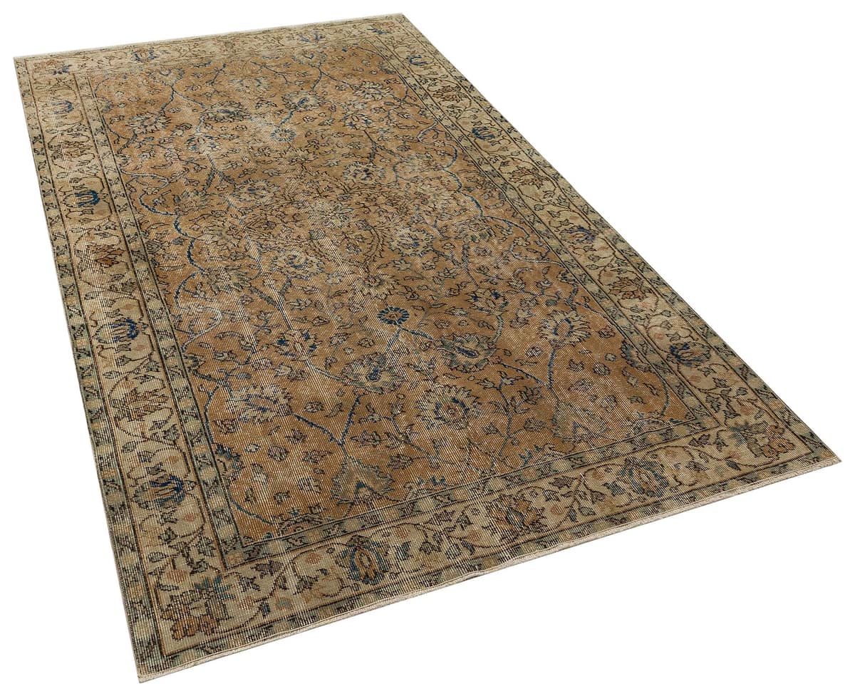 Distressed Vintage Rug, vintage rug, Handmade, hand-knotted wool & cotton, size 163 × 237 cm, from Oushak