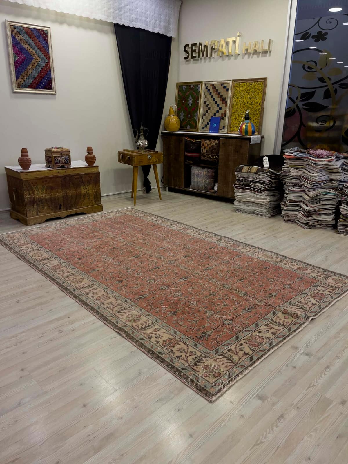 Distressed Handwoven Vintage Rug — detail view 5, handmade vintage rug