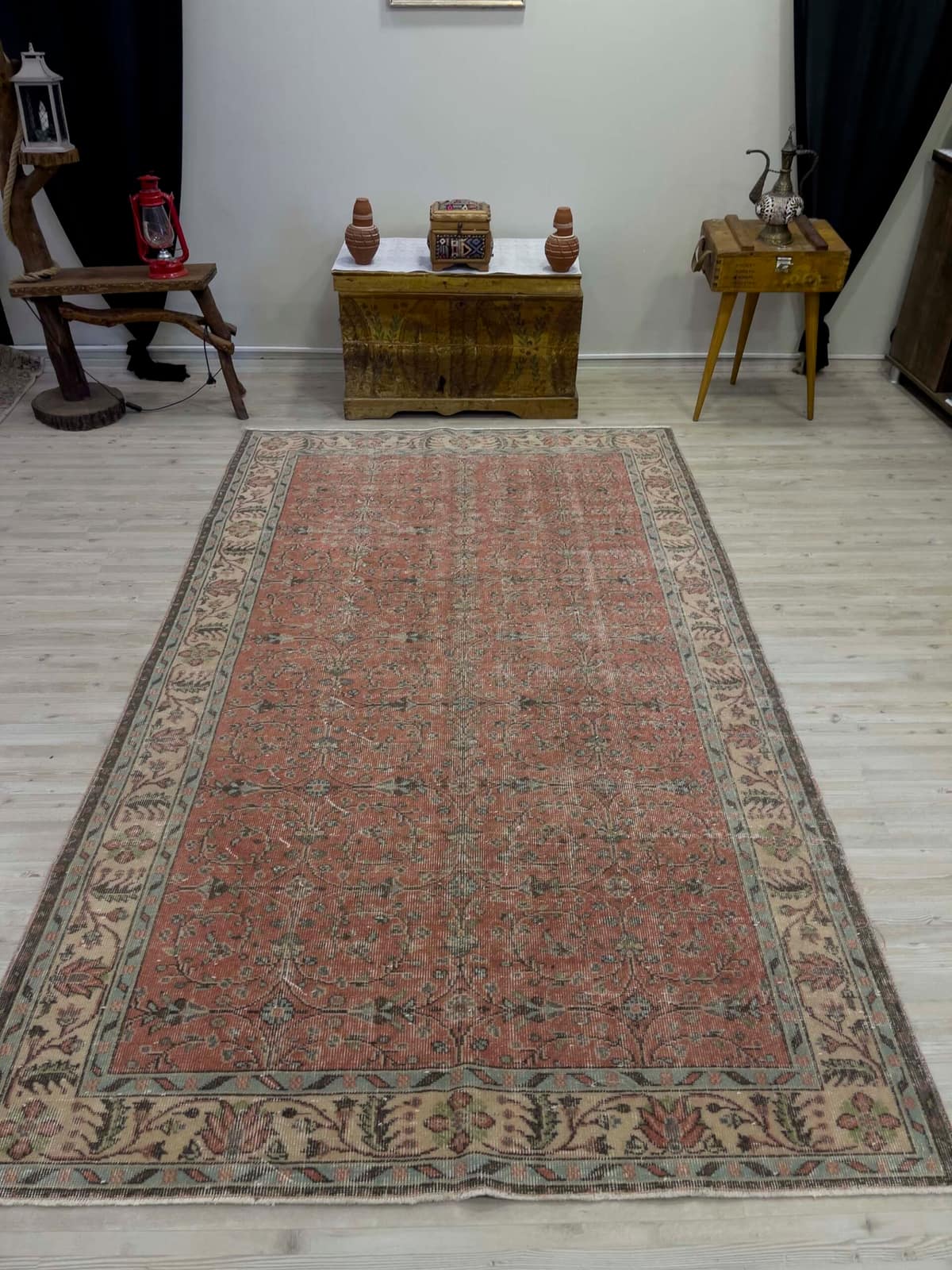 Distressed Handwoven Vintage Rug, vintage rug, Handmade, hand-knotted cotton, size 164 × 270 cm, from Gördes