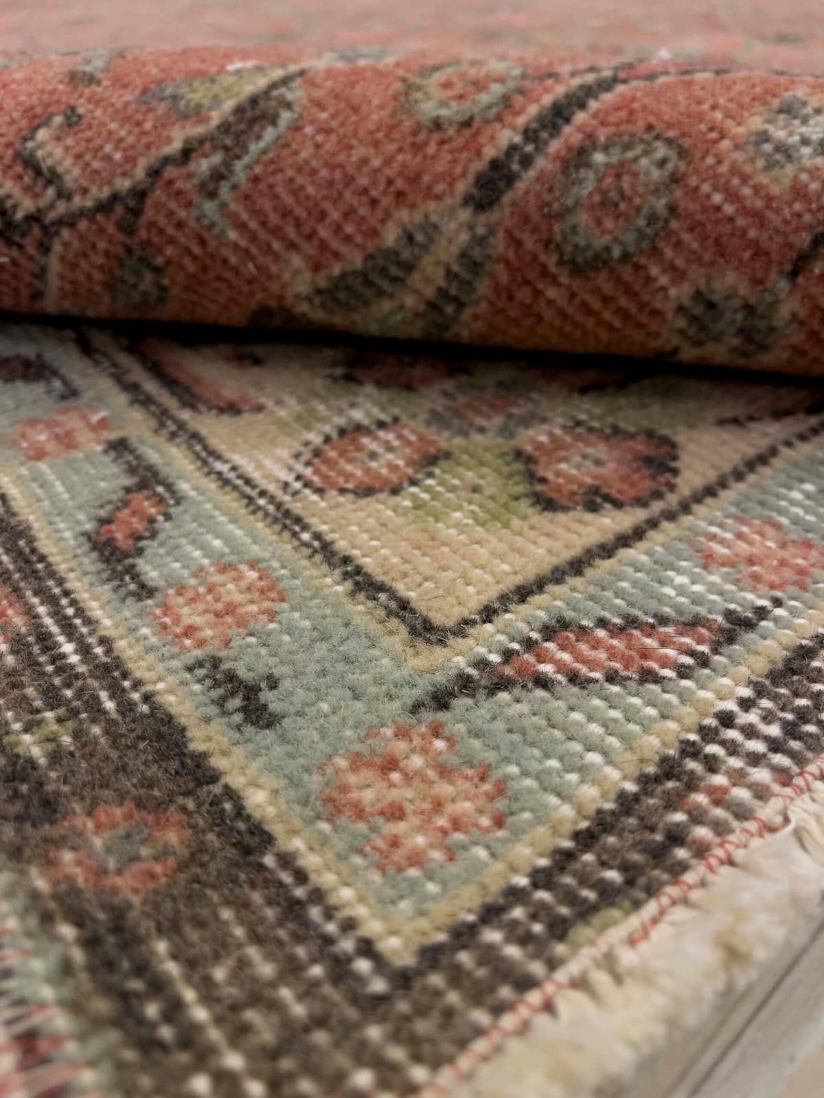 Distressed Handwoven Vintage Rug — detail view 3, handmade vintage rug