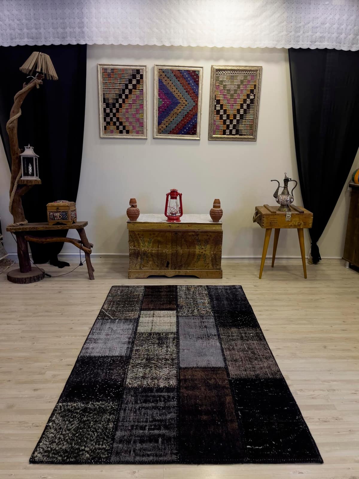 A Unique and Beautiful Handmade Patchwork Rug — detail view 3, handmade vintage rug