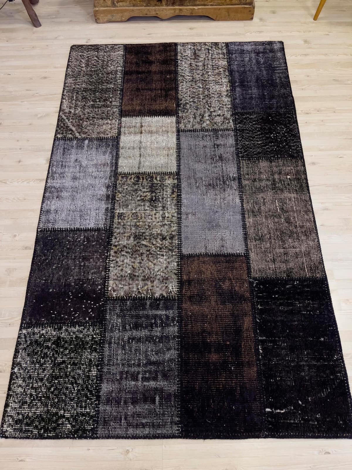 A Unique and Beautiful Handmade Patchwork Rug — detail view 4, handmade vintage rug