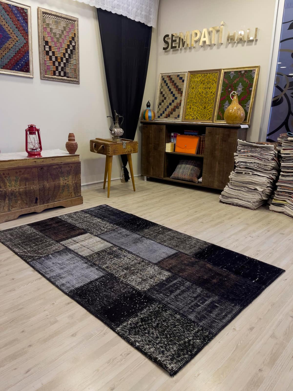 A Unique and Beautiful Handmade Patchwork Rug, vintage rug, Handmade, hand-knotted wool, cotton & silk, size 117 × 190 cm, from Bursa