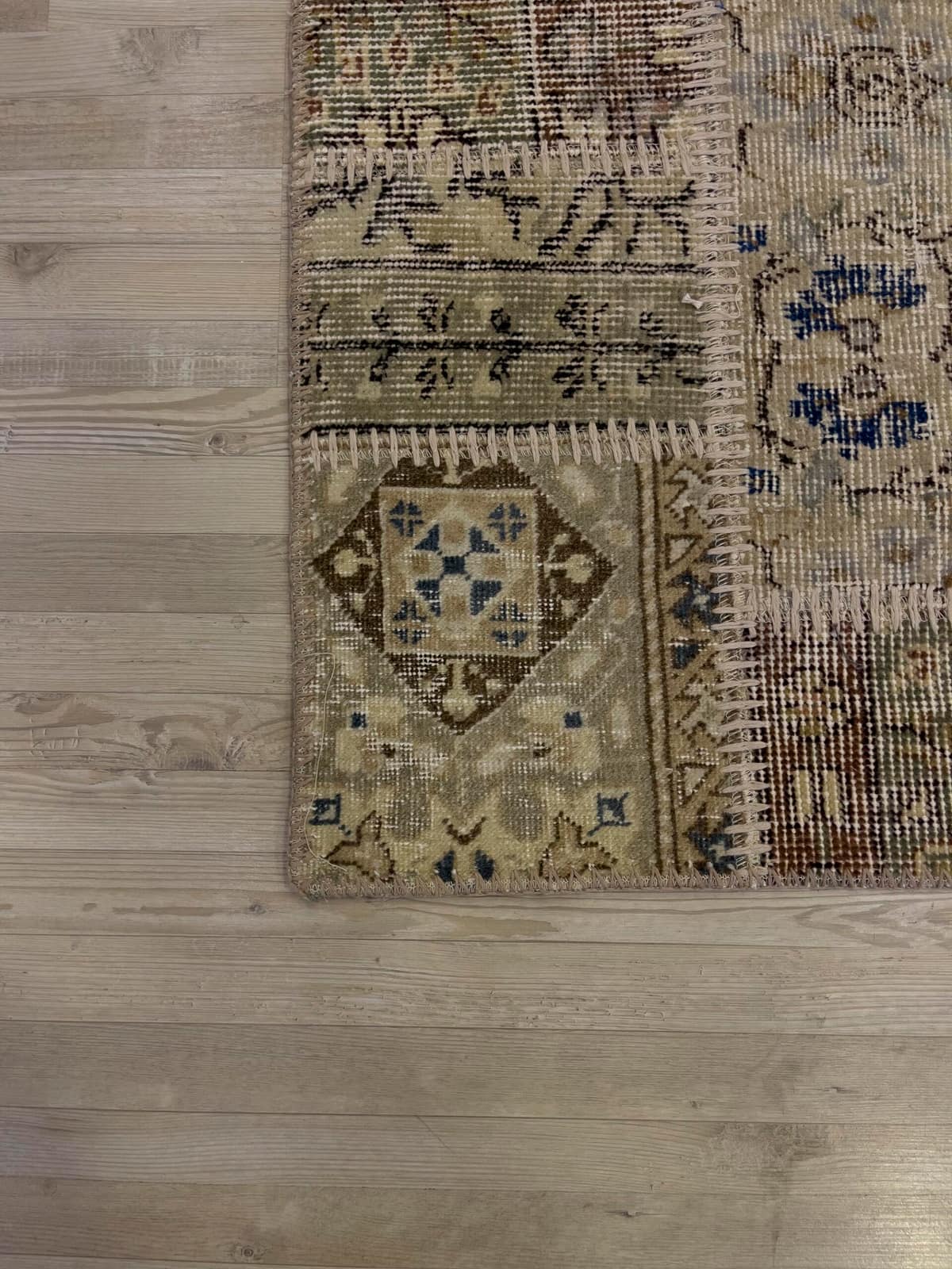 Handmade Patchwork Elegant Design Rug — detail view 4, handmade vintage rug