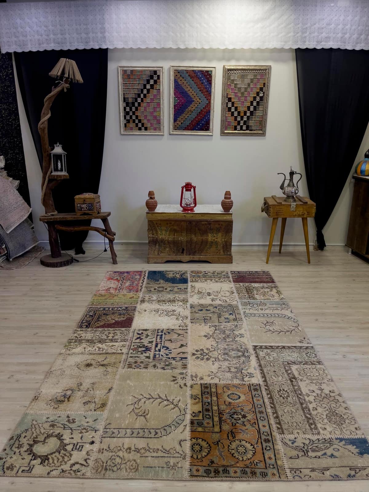 Unique Classic-Style Custom Patchwork Rug — detail view 3, handmade vintage rug