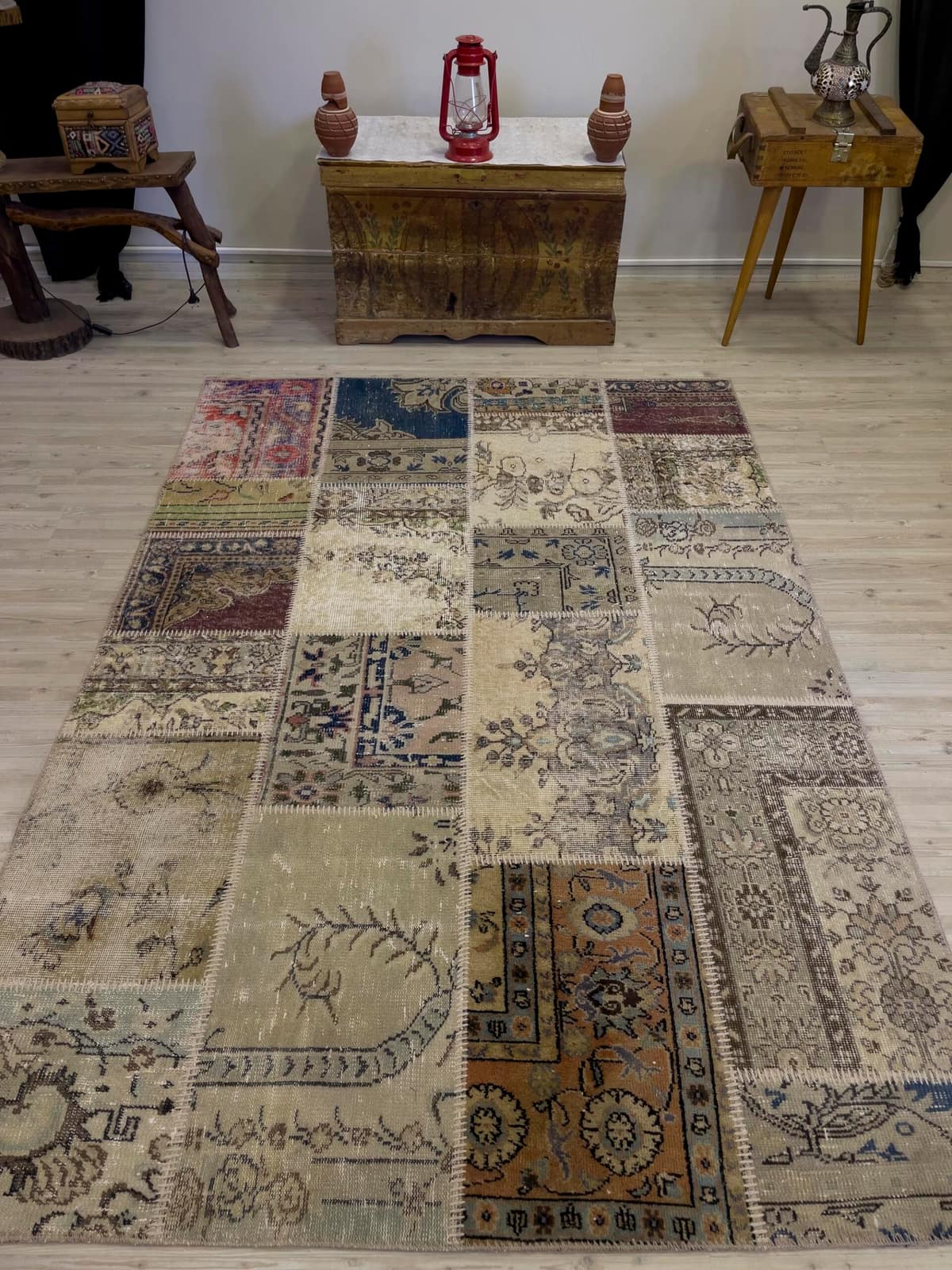 Unique Classic-Style Custom Patchwork Rug — detail view 4, handmade vintage rug