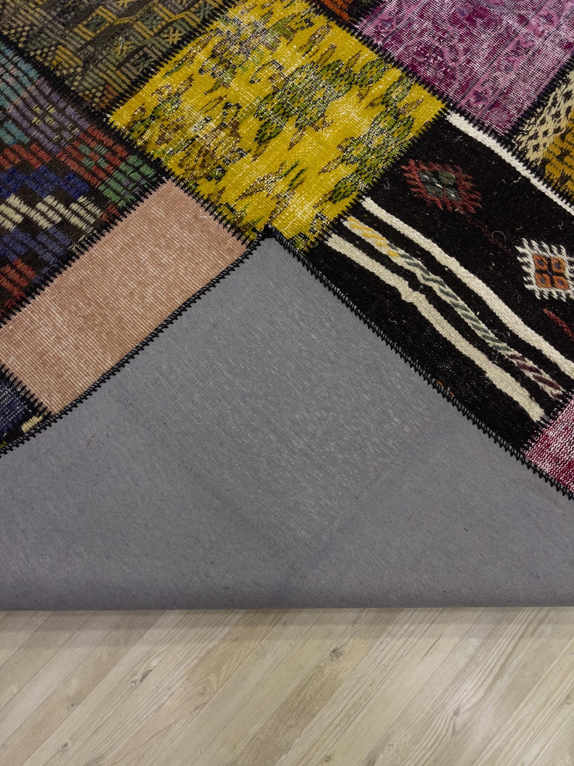 Modern, One-of-a-Kind Custom Patchwork Rug — detail view 5, handmade vintage rug