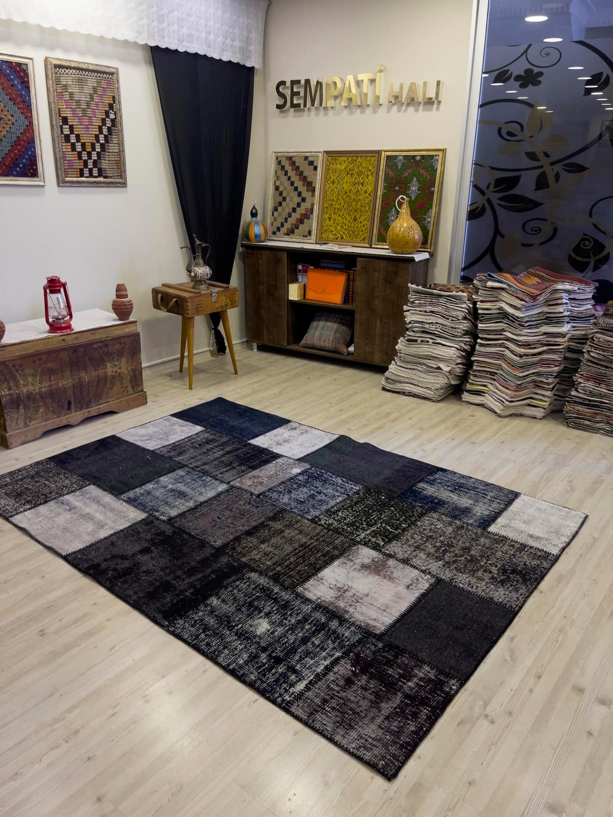A Unique and Beautiful Handmade Patchwork Rug — detail view 3, handmade vintage rug