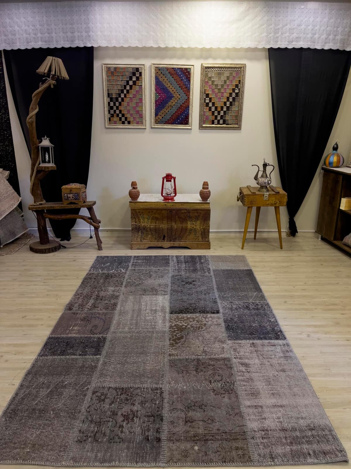 Handmade Patchwork Rug, vintage rug, Handmade, hand-knotted cotton, size 160 × 244 cm, from Sivas