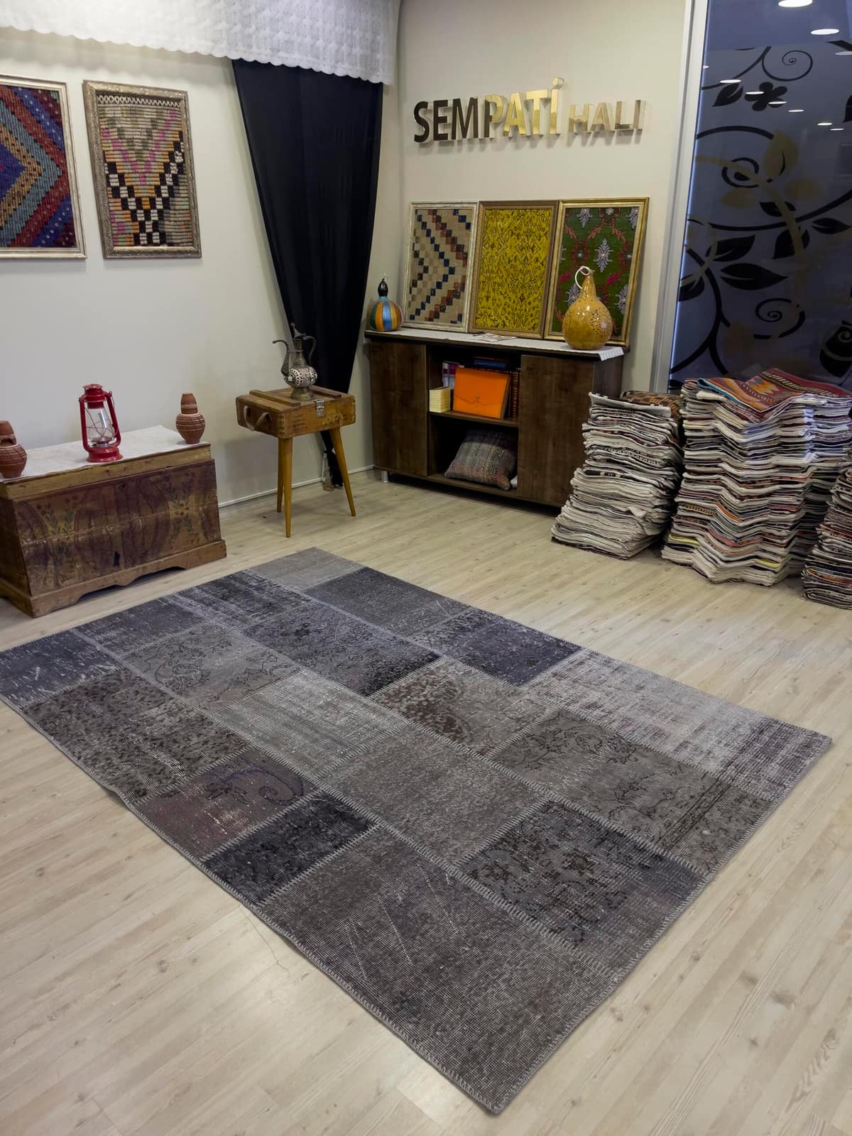 Handmade Patchwork Rug — detail view 3, handmade vintage rug