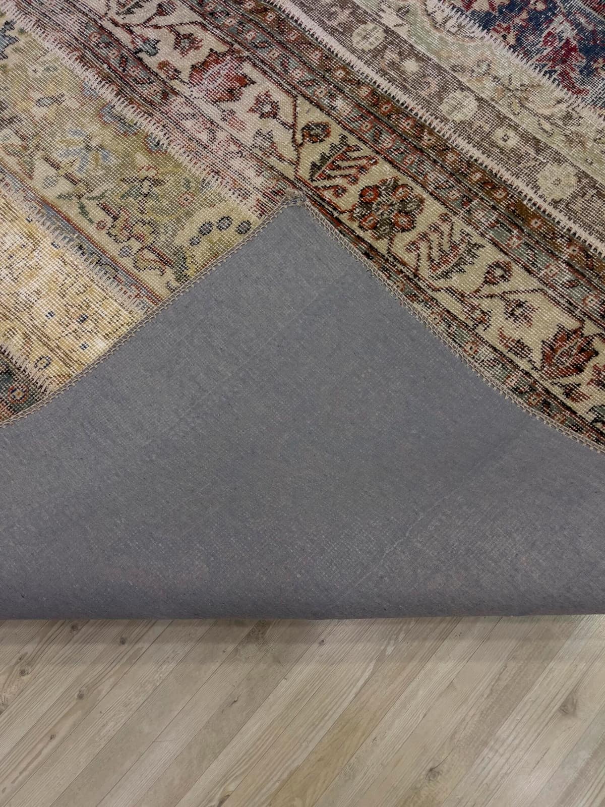 Unique Hand-Woven Patchwork Rug — detail view 5, handmade vintage rug