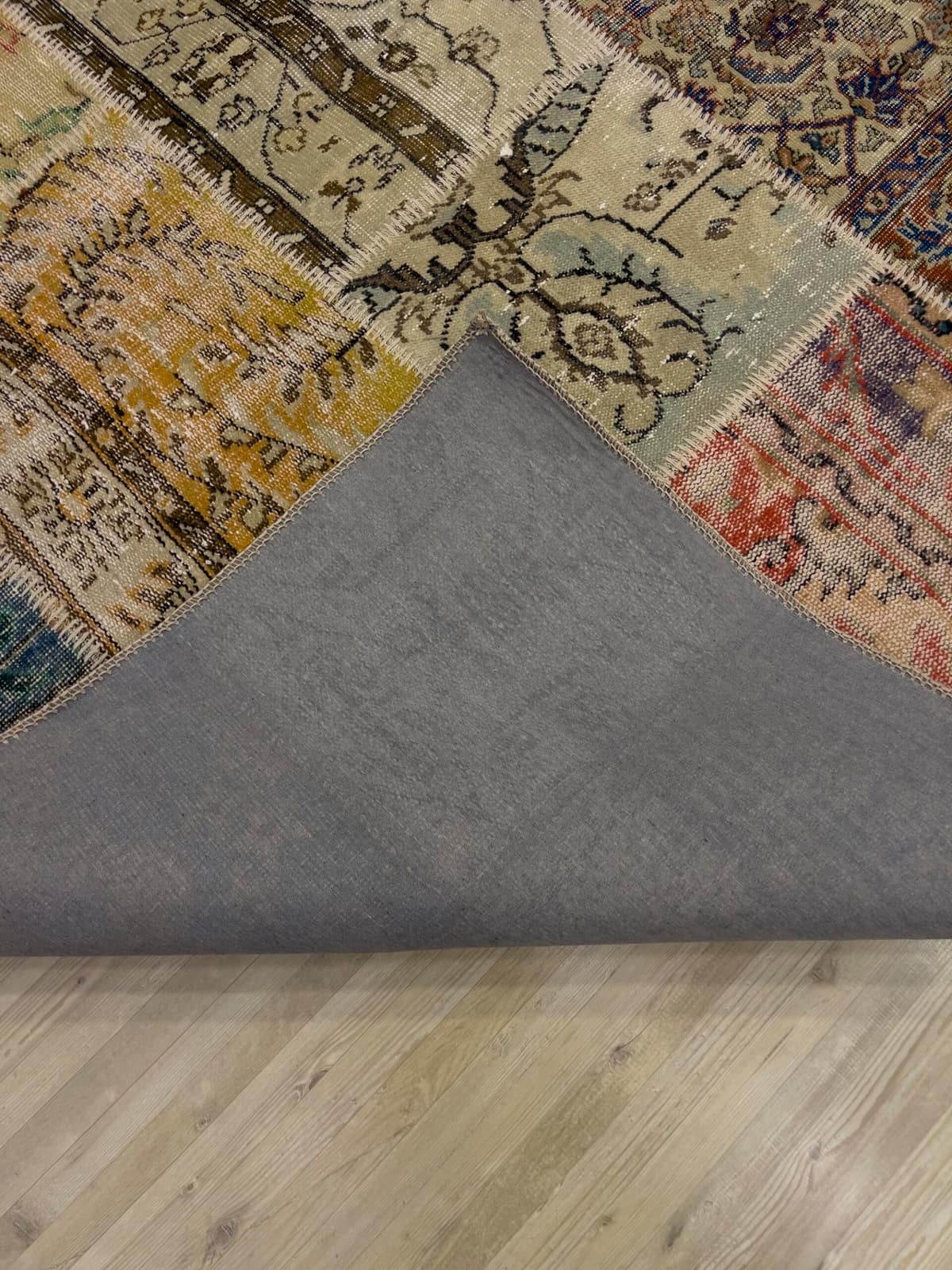 Handmade Patchwork Elegant Design Rug — detail view 2, handmade vintage rug