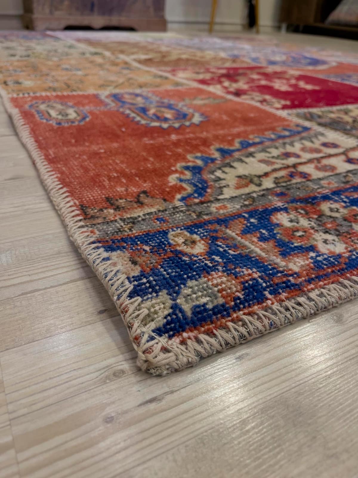 Handmade Patchwork Elegant Design Rug — detail view 5, handmade vintage rug