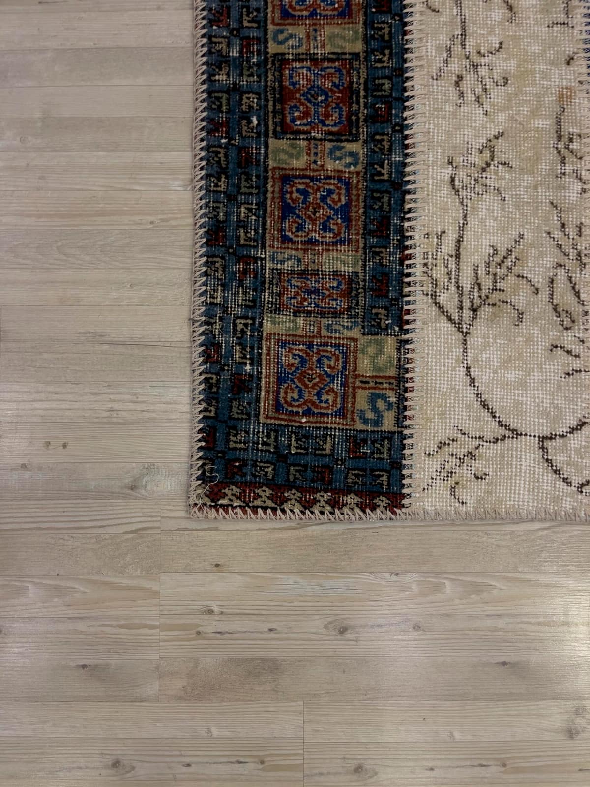 Modern, One-of-a-Kind Custom Patchwork Rug — detail view 4, handmade vintage rug