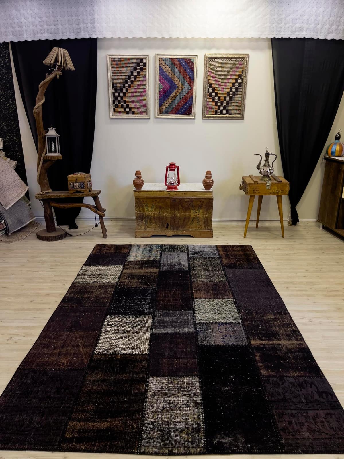 A Unique and Beautiful Custom Patchwork Rug — detail view 2, handmade vintage rug