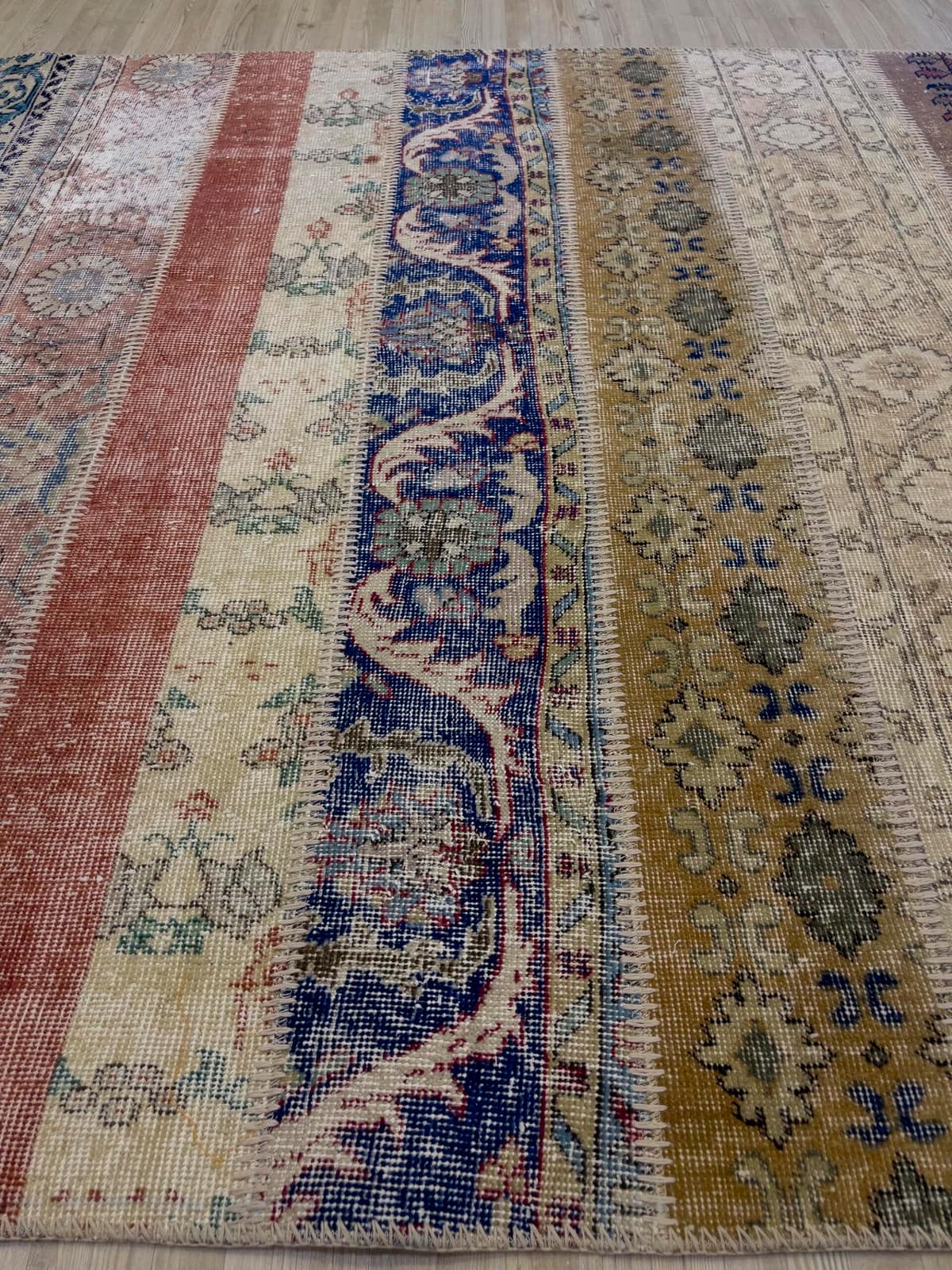 Unique Handwoven Patchwork Rug — detail view 2, handmade vintage rug