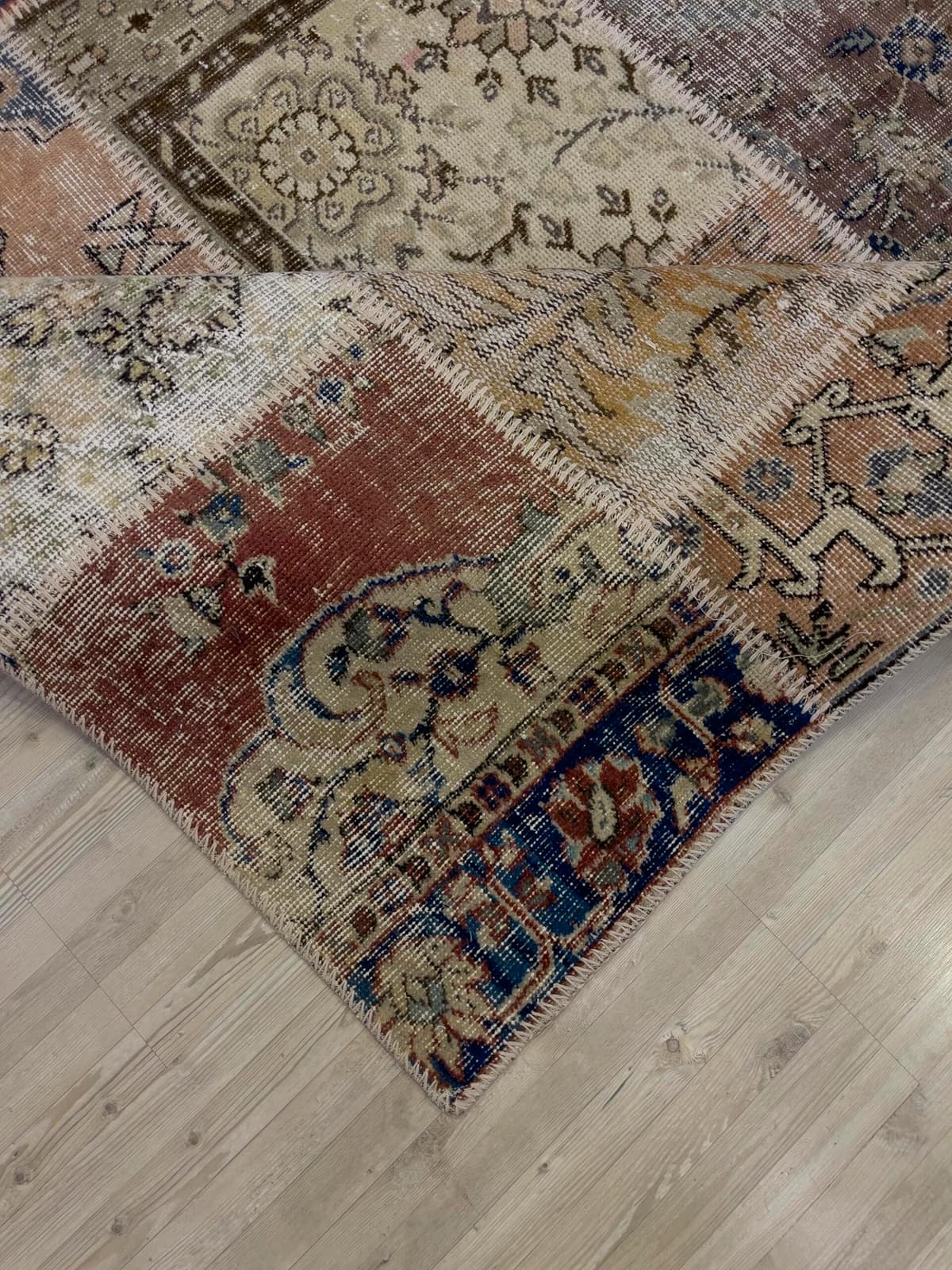 Unique Classic-Style Handmade Patchwork Rug — detail view 2, handmade vintage rug