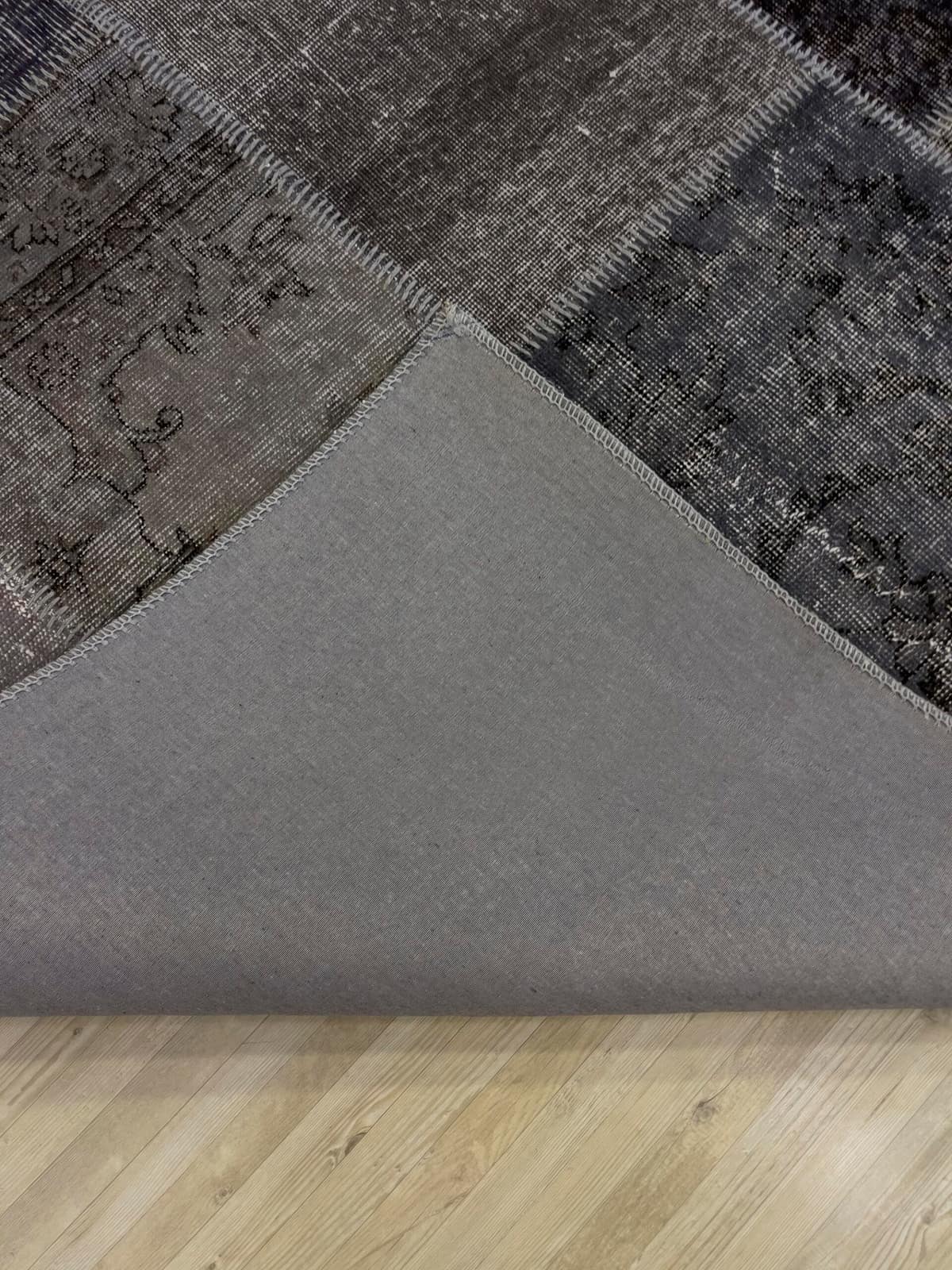 Hand-Woven Distressed Special Patchwork Rug — detail view 3, handmade vintage rug