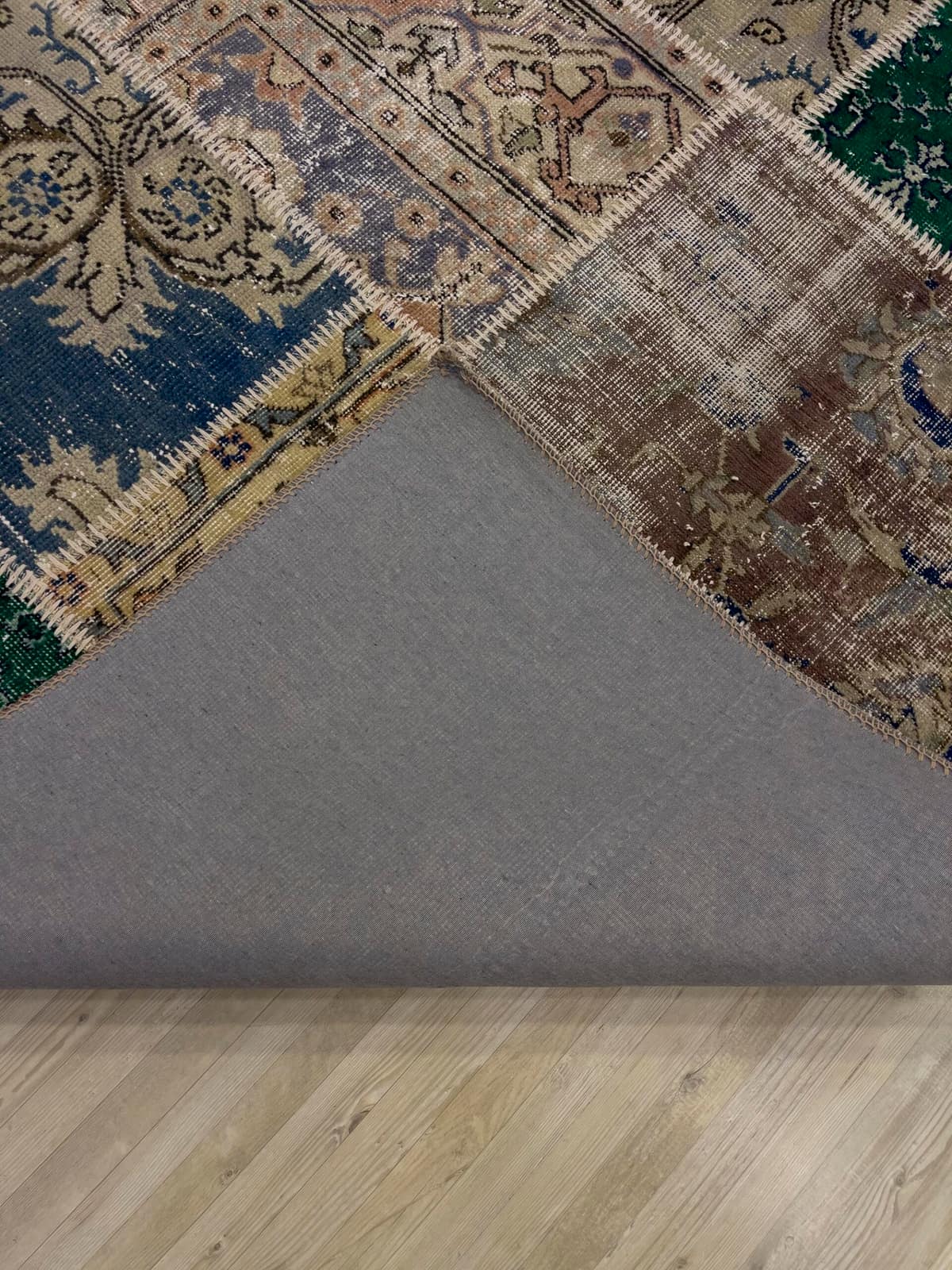 A Unique and Beautiful Custom Patchwork Rug — detail view 3, handmade vintage rug