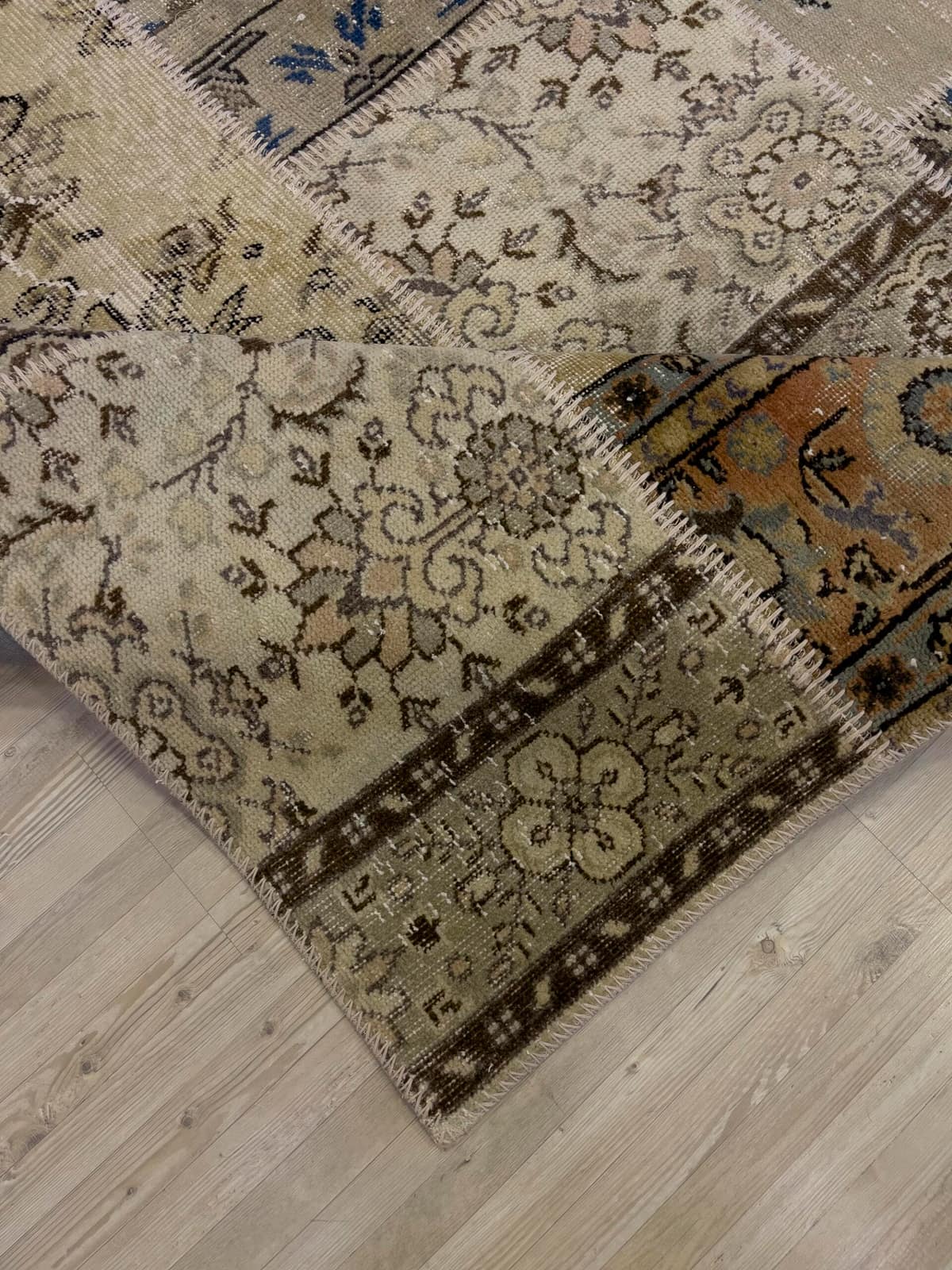 Modern, One-of-a-Kind Custom Patchwork Rug — detail view 4, handmade vintage rug