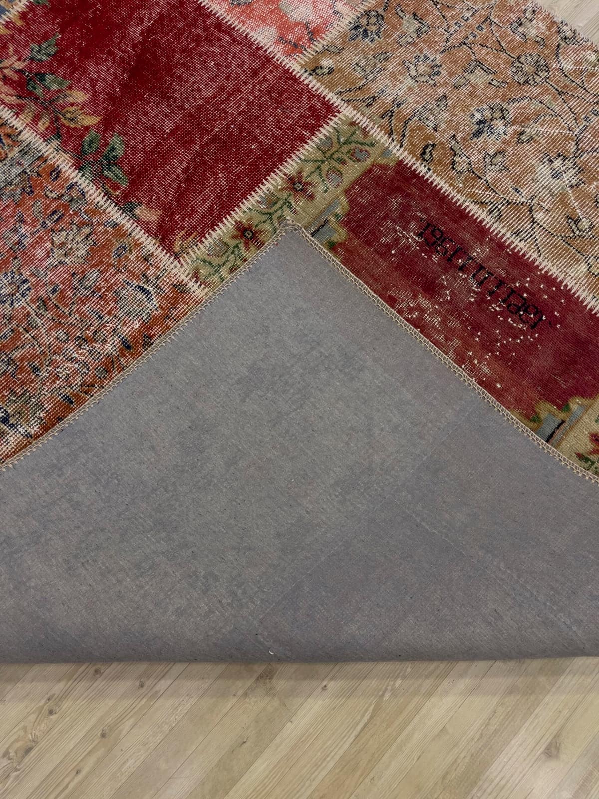 Modern, One-of-a-Kind Custom Patchwork Rug — detail view 3, handmade vintage rug